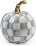 MACKENZIE-CHILDS Resin Pumpkin, Mini, Gray-and-White Sterling Check by Unknown