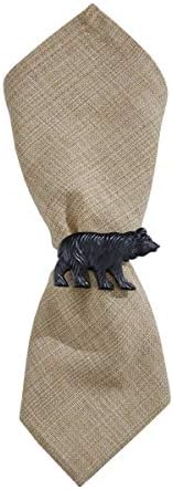 Park Designs Black Bear Napkin Ring Set of 4, Metal by ParkDesigns