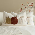 Embroidered Fall Throw Pillow Covers,12x20 Inch Set of 2,Rust by HOME