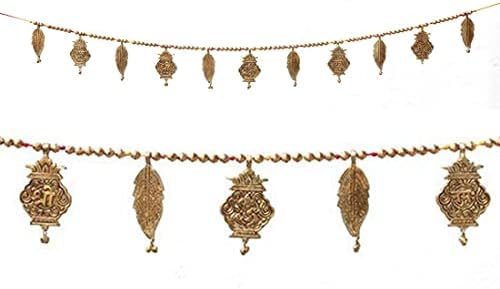 Door Wall Hanging Toran Bandanwar Indian Traditional Good Luck Charm Decoration & Gift Idea for Home Office Temple Pooja Festival Decorations Home Decor Items( with Shubh Labh Mango Leaf)(Size:-40'') by AditriCreation