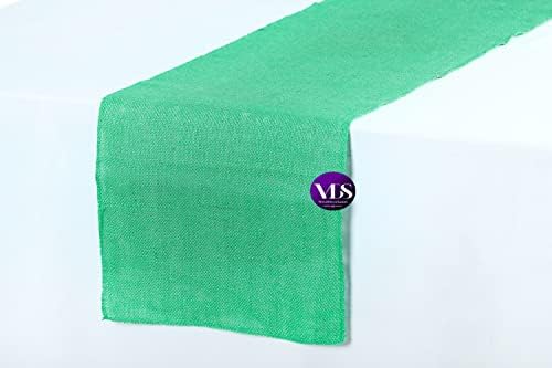 VDS Pack of 25, Burlap Table Runner 100% Natural Jute Rustic Hessian Table Cloth Centrepiece for Wedding Bridal Shower Birthday Event Party Banquet Table Decoration (Size 12X108 Inch)(Mint) - Image 2