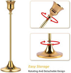 Metal Candle Holders for Candlesticks Taper Candlestick Holders Set Vintage Decorative Centerpiece Candelabra Tall Candle Stands (Gold, 2 Sets (6 pcs)) - Image 3