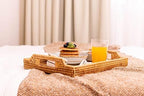 YANGQIHOME 14.6" Handwoven Rattan Serving Tray with Handles – Rectangular Wicker Tray for Coffee Table, Breakfast, Drinks, Fruit, Snacks, Ottoman & Kitchen Counter Decor,(Rectangular L) - Image 2