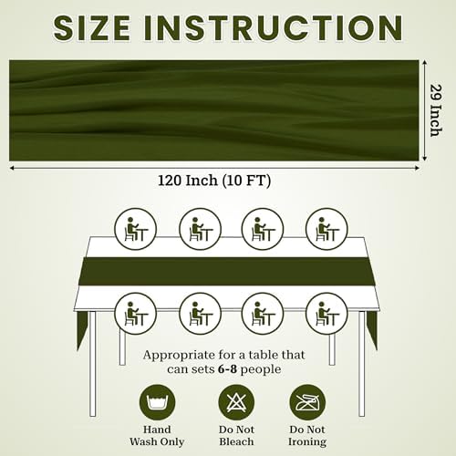 MDS Pack of 20 | Olive Green | 10ft Chiffon Table Runner 29x120 Inches Long Romantic Rustic Sheer Gauze Runner for Wedding Bridal Shower Birthday Banquets Engagement Spring Easter Boho Decorations - Image 3