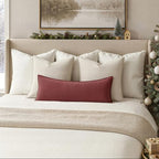 MIULEE Decorative Linen Lumbar Pillow Cover 14x36 Inch Burgundy Red - Image 4
