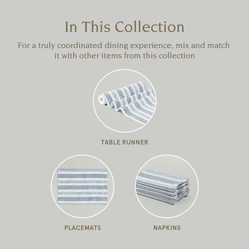 Over&Back 18x108 Woven Striped Table Runner - Washable Table Runners for a Custom Home Decor Tablescape - Coffee Table, Dinner Table, Living Room - Blue - Image 4