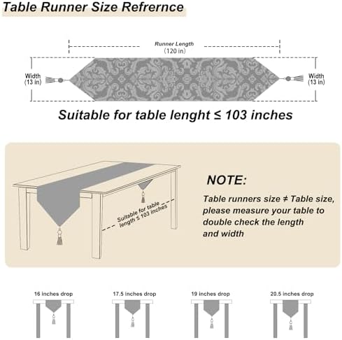 Dark Brown Table Runners 120" Thick Chenille with Europe Floral Pattern - Image 2