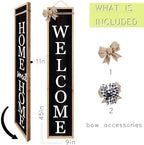 TQianJiang Outdoor 2in1 Welcome Sign for Front Porch Standing 45"X9" Wood - Image 2