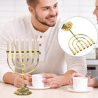 Homoyoyo Menorah 7 Branch: Traditional Jewish Menorah, Jerusalem Temple Candle Holder Traditional Jewish Big for Home Decor, Prayer, and Festive Celebrations Chanukah(Gold) - Image 7