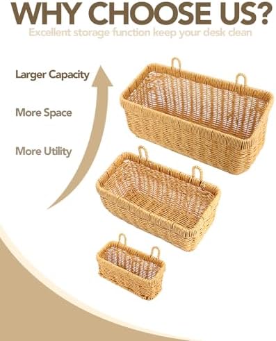 AceList Wall Hanging Basket, Boho Style Hand-Woven Hanging Storage Baskets - Set of 2, Ideal for Boho Room Decor, Kitchen, Garden, and Living Room - Image 2