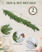 6 FT Norfolk Pine Garland, Real Touch Christmas Greenery Decor - Image 2