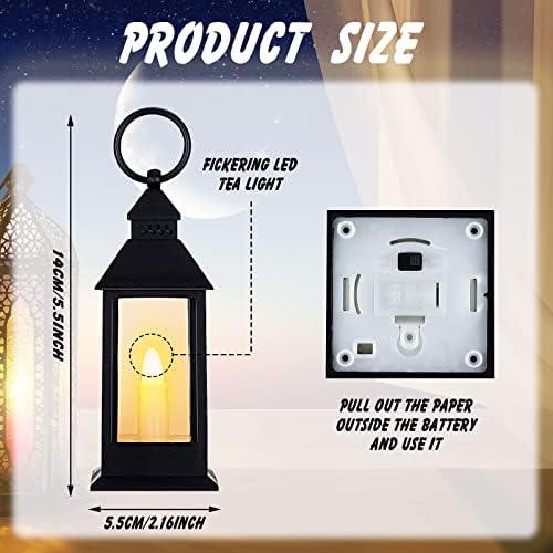 Hoolerry 24set Mini Lantern with LED Candle Halloween Wedding Decor, Black - Image 2