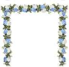Artificial Hydrangea Flower Garland with Eucalyptus & Baby’s Breath 2PCS 6FT Floral Vines Greenery Garland for Mantel Wedding Arch Table Centerpiece Coastal Home Outdoor Decor (2, Blue & White) by Aviviho