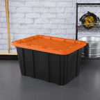 Sterilite 24 Pack 27 Gal Industrial Storage Tote with Snap Fit Lids, Orange - Image 5