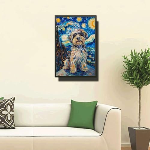 Metal Sign Tin Sign Vintage Wall Art Havanese Starry Night Havanese Fluffy Havanese in A Celestial Sky for Home Pet Area and Seasonal Displays Waterproof Aluminum 6×8 Inches with Metal Frame - Image 2