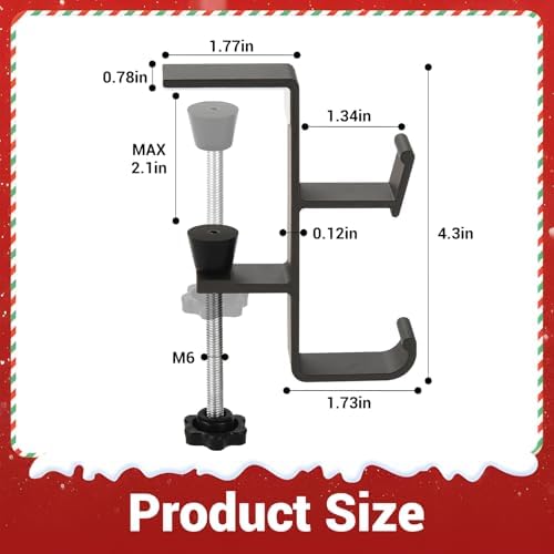 5 Pack Christmas Stocking and Garland Holders with 2 Hooks, Mantle Garland Holder for Hanging Christmas Stockings, Adjustable Fireplace Garland Holder & Stocking Hanger, Max 2.1" Thick Mantle - Black - Image 2