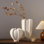 Ceramic Flower Vase Home Decor,9.1" Rustic Vintage Starfruit Shaped Beige Terracotta Vases，Modern Boho Living Room Farmhouse Table Vases Living Room Decor，Shelf Coffee Dining Desk Fireplace - Image 7