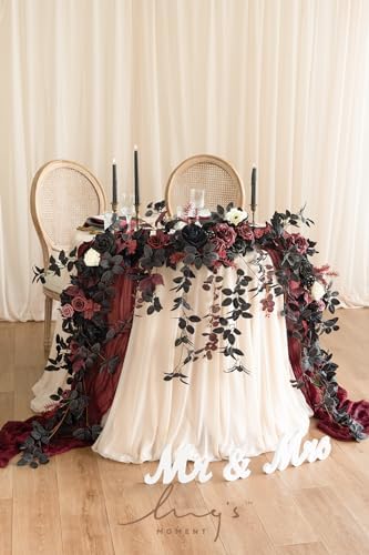 Ling's moment Black Artificial Flower Garland Wedding Arch 9 FT - Image 4