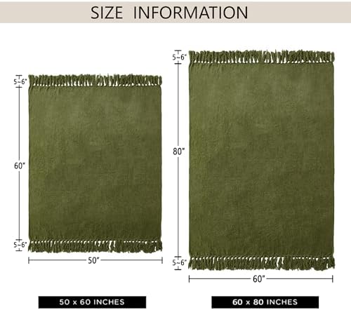 Chenille Throw Blanket for Couch 50" x 60", Olive Green - Image 3