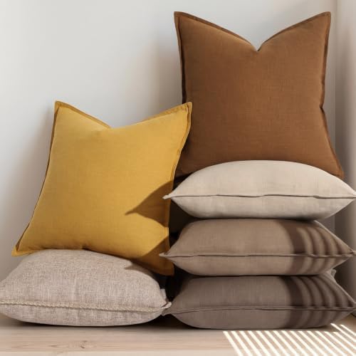 decorUhome Fall Brick Linen Throw Pillow Covers 22x22 Set of 2 - Image 5