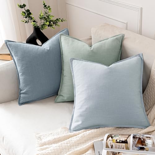 MIULEE Decorative Linen Pillow Covers 20x20 Inch Blue Grey - Image 2
