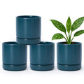 D'vine Dev 4-Pack Ceramic Pots with Saucers, Teal, 4.7 in, 94-X-B-9 by DvineDevPlanterPotsandStand