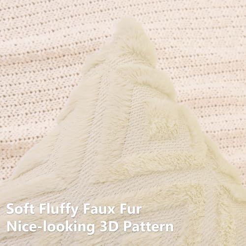 Pallene Fall Beige Faux Fur Throw Pillow Covers 24x24 Set of 2 - Image 2
