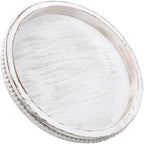 Hrastany Round Wood Serving Tray for Coffee Table, Whitewashed by Hrastany