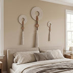 Tegeme 3 pcs Macrame Wall Hanging decor, Woven Tassel, Beige, Wood - Image 6