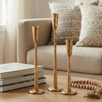 Gold Iron Taper Candle Holder Set of 3, Heavy Wrought Iron Candlestick Holders Decorative Candle Stand, Vintage Candle Holder for Wedding, Dining, Home Decoration - Image 3