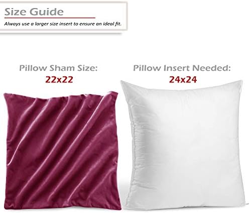Nestl Throw Pillow Covers, Cozy Velvet Decorative Autumn Pillow Covers 22 x 22 Inches, Soft Solid Couch Pillow Covers for Sofa, Bed and Car, Set of 2 - Magenta - Image 2