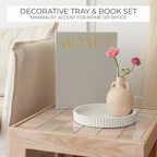 Decorative Concrete Tray & Book Decor Set - Scalloped Tray & Linen Box - Image 3