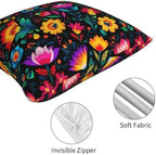 Mexico Flowers Throw Pillow Covers 18 X 18 Inch Set of 4 Decorative Cushion Cover Home Decor for Sofa Chair Couch Bedroom Living Room - Image 4