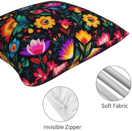 Mexico Flowers Throw Pillow Covers 18 X 18 Inch Set of 4 Decorative Cushion Cover Home Decor for Sofa Chair Couch Bedroom Living Room - Image 4