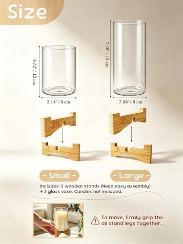 Hurricane Glass Candle Holders: Set of 2 Pillar Candle Holder - Image 3