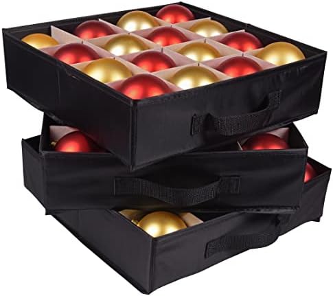 ProPik Holiday Ornament Storage Box Organizer Chest, With 3 Separate Removable Trays Holds Up to 48 Ornaments Balls, Three separated Trays With Dividers To Organize Bulbs (Gray) - Image 4