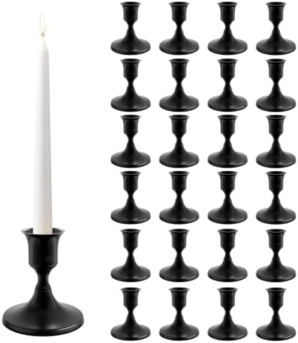 zeochyni 24 Pcs Black Taper Candle Holders Bulk for Wedding, Party Decor by zeochyni