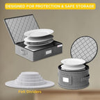 YearningHome China Storage Containers Hard Shell,Moving Boxes for Mugs,Wine Glassess,Plates,Sausers,Utensils and Dinnerware, Sturdy Dish Organizer with Felt Dividers,8-Piece Set,Grey - Image 5