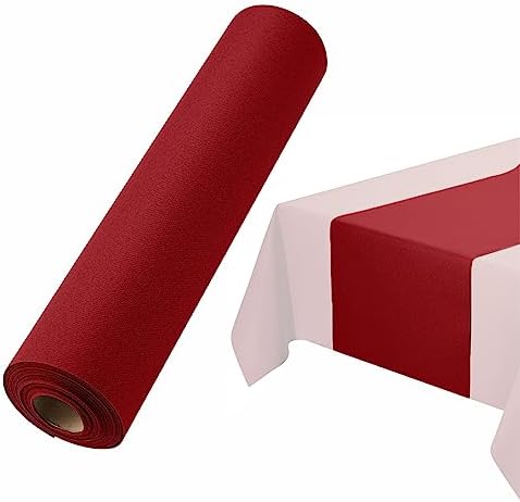 Disposable Table Runner for Dining Table, 16" 20-Pack Linen-Like Burgundy Paper Table Runners for Party, Wedding Or Event by BloominGoods