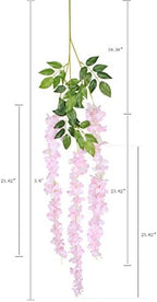 Duovlo 12 Piece Artificial Silk Wisteria Vine 3.6 Feet Ratta Hanging Flower Garland String Home Party Wedding Decor (Light Pink) - Image 2