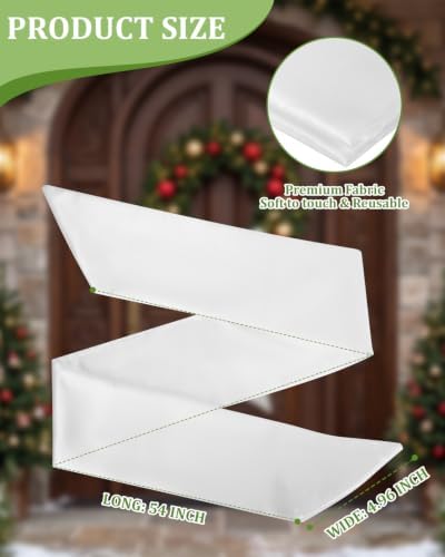 White Wreath Sash for Front Door, 8Pcs Versatile Elegant Blank Satin Ribbon - Image 5