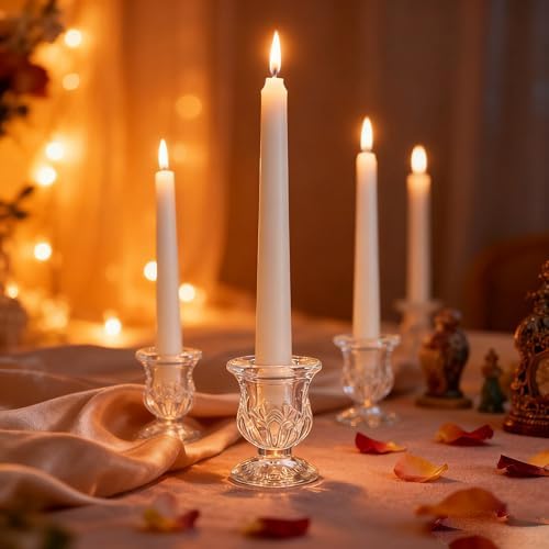 48 Pcs Clear Glass Taper Candle Holders Bulk, 2.5 in Taper Candle Holder - Image 3