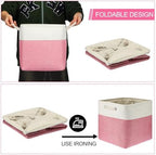 meekoo 8 Pack Fabric Storage Bins Baskets, 12 x 12 x 12 in, Pink White - Image 5