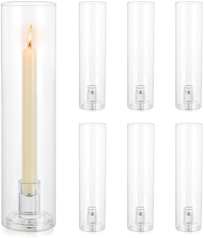 Hurricane Glass Candle Holders: 11.8" Tall Cylinder Cover Set of 6 by CreatedforWeddingsandHome