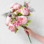 FiveSeasonStuff Charm Pink Artificial Peony Bouquet Set of 2 - Image 5