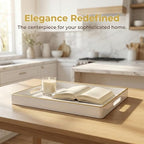 Large White Rectangular Decorative Tray – Plastic Serving Tray with Handles for Coffee Table, Ottoman, Living Room, 15.7” x 11.8” x 1.6 - Image 7