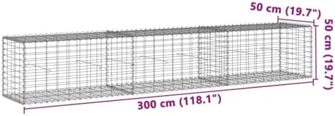 vidaXL Gabion Basket with Cover - Galvanized Iron Cage, 118.1"x19.7"x19.7", Outdoor Landscaping & Decor Solution - Image 3