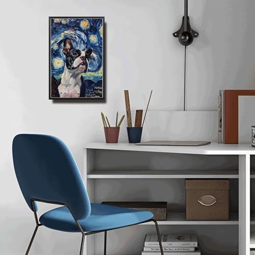 Metal Sign Vintage Tin Sign Boston Terrier Starry Night Terrier Charming in Night Sky for Home City Dwellings and Seasonal Celebrations Corrosion Resistant Aluminum 8×12 Inches with Metal Frame - Image 5