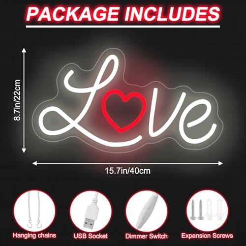 Love Heart Neon Sign, Romantic Gift for Lover, Love LED Light - Image 3