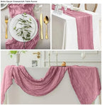 12 Pack Dusty Rose 10 Ft Cheesecloth Table Runner 20x120 Inch Boho Wrinkled Sheer Romantic Gauze Decor for Wedding, Bridal Shower, Birthday Party - Image 3